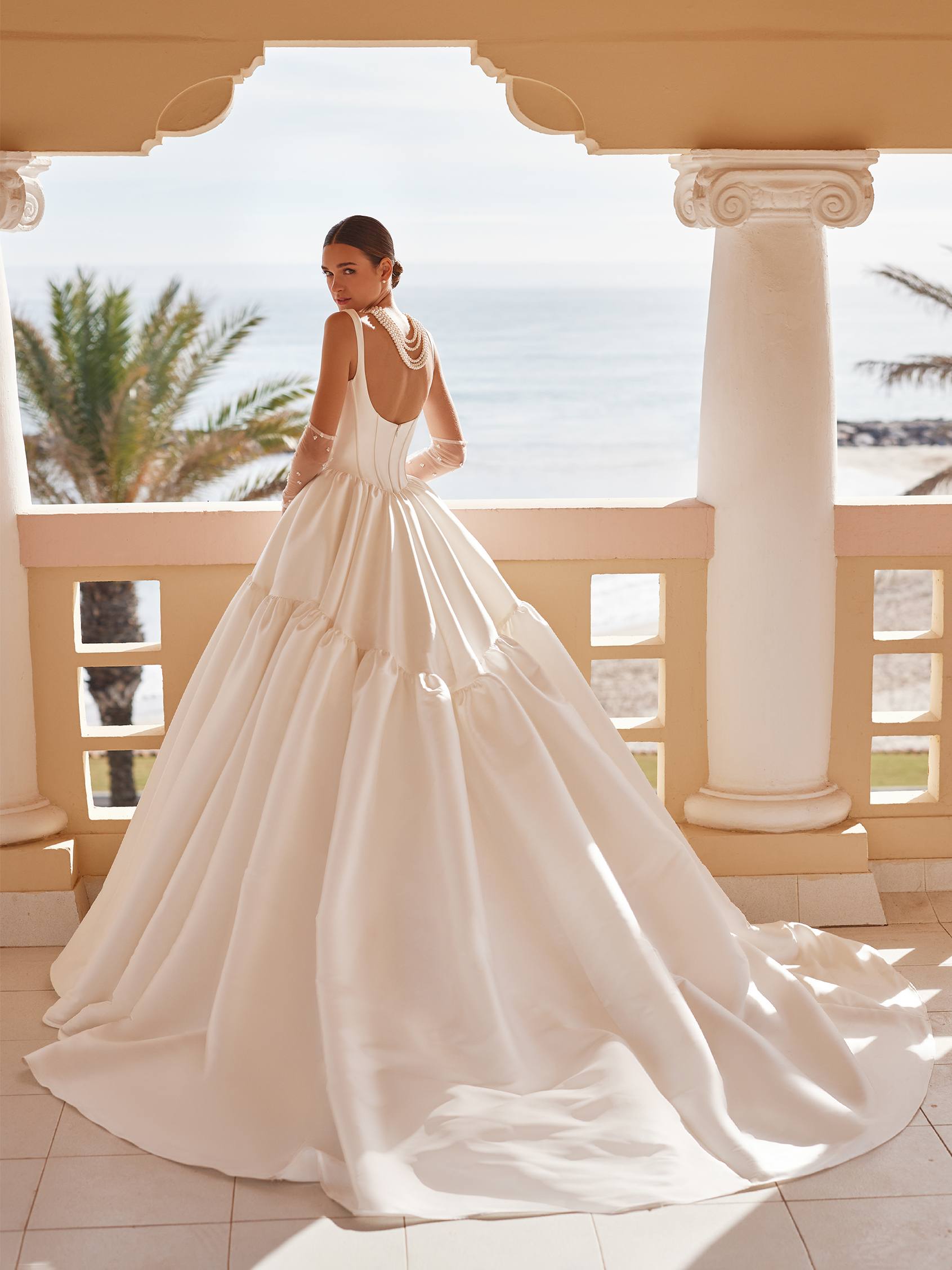 Roman Villa Wedding | Floral wedding gown, Floral wedding dress, Floral  print wedding dress