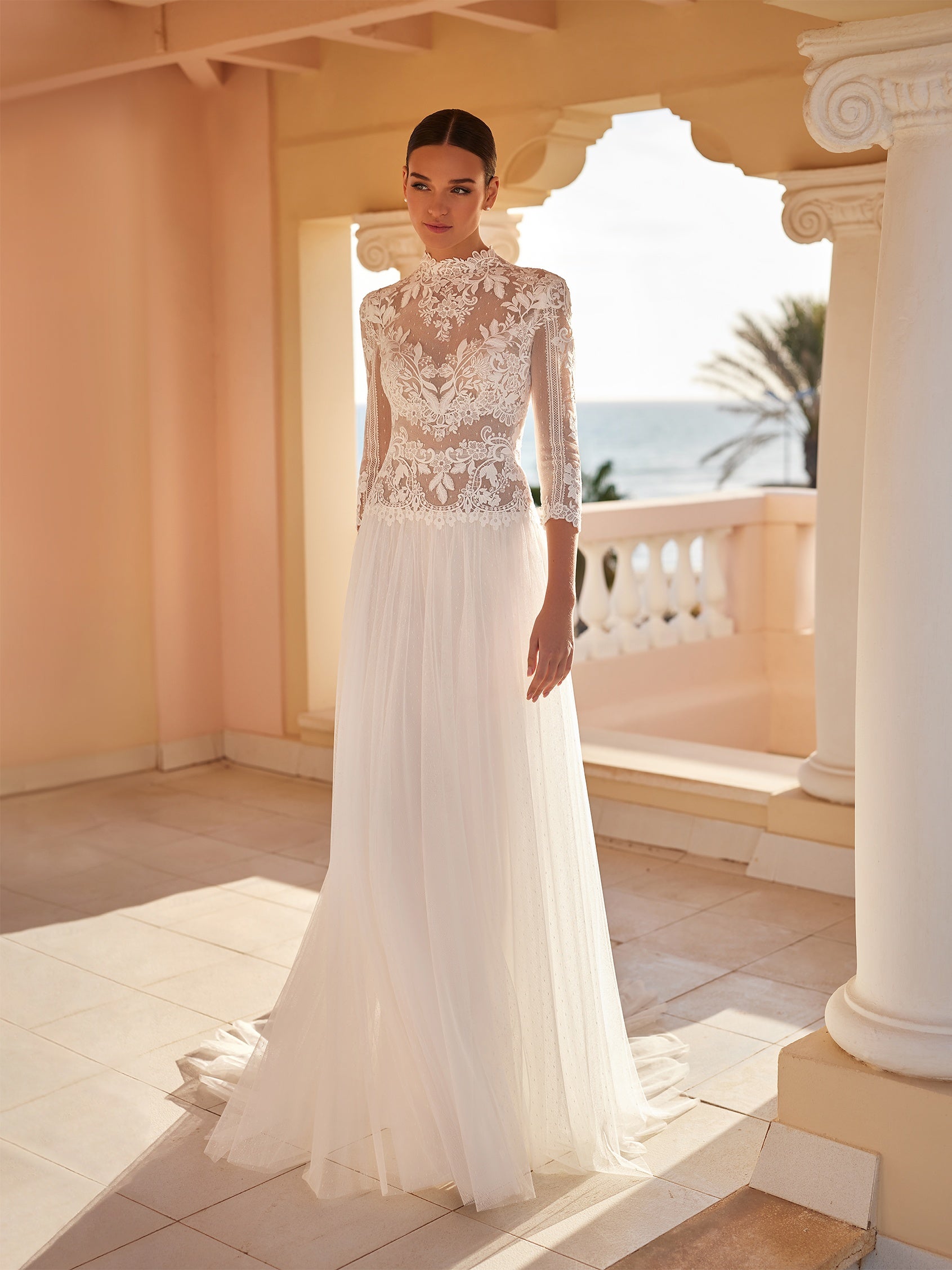 MELROSE, A-line wedding dress with high neck