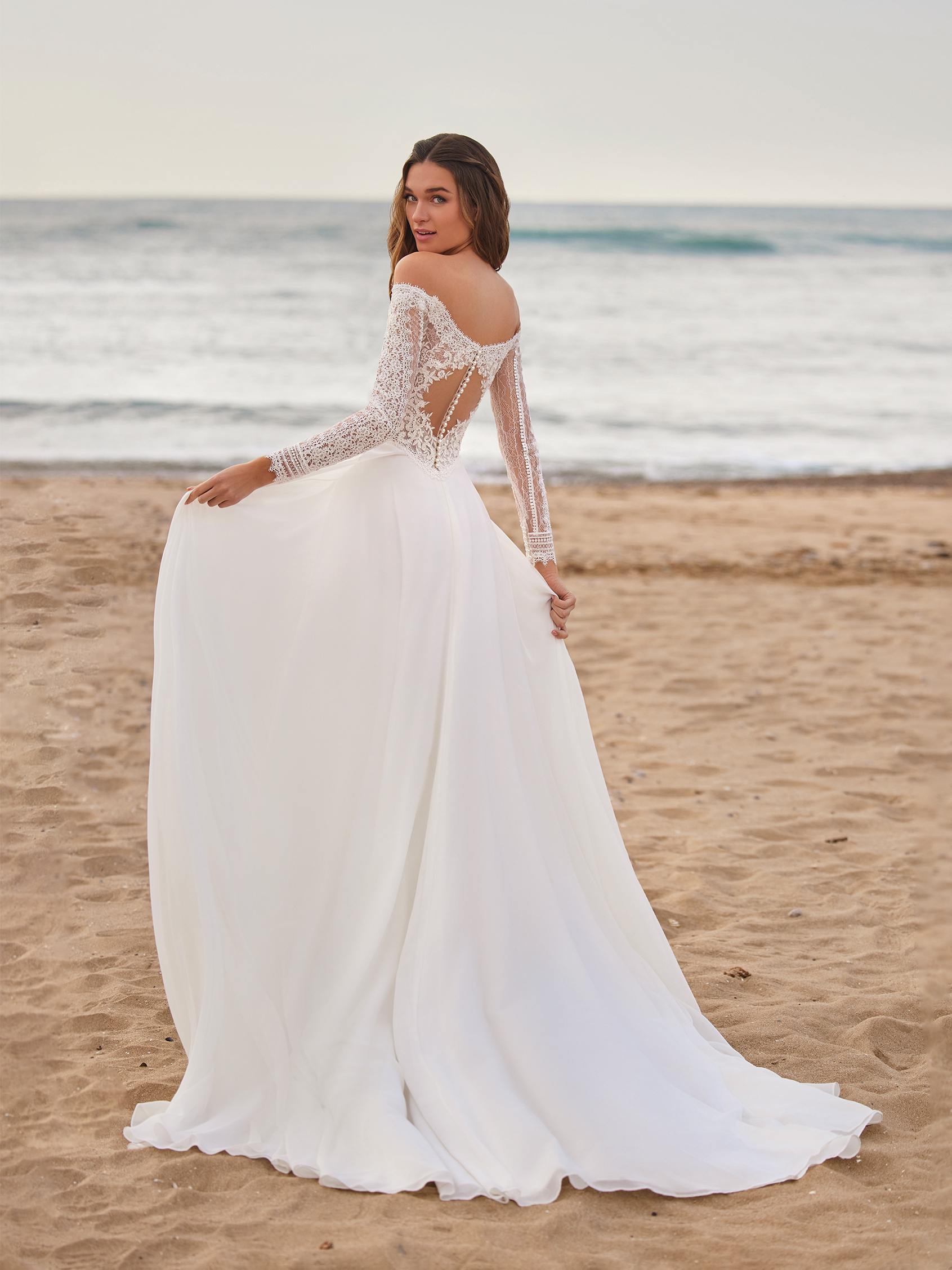 Large Floral Lace Long Sleeve Wedding Dress | David's Bridal